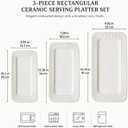 Rectangular Ceramic Serving Platters, Set of 3, Vintage White, 16-inch