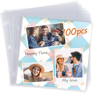 12x12 Scrapbook Page Protectors, 100 Pack, Heavyweight Refill Pages for Scrapbook Binder and 12x12 Photo Album