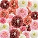 24 Pcs Tissue Paper Pom Poms, 4" to 14" Dusty Rose Tissue Paper Flowers Decorations for Wedding Baby Shower Bachelorette Birthday Party Decoration