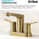 KRAUS Indy Centerset Bathroom Faucet in Spot-Free Brushed Brass with 2 Handles, Pop Up Drain and Supply Lines, FUS-14102SFBB
