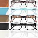 Gaoye Reading Glasses Blue Light Blocking, Readers for Women Men Anti Glare Filter Lightweight Spring Hinge Eyeglasses (5-pack Mix Color with Case, 1.5)