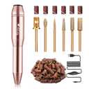 Alety Electric Nail Drill Kit - Portable File for Acrylic Gel Nails, Professional Machine Efile Manicure Pedicure Tools With Gold Drill Bits for Home Salon Use, Gold