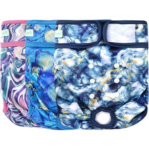 wegreeco Washable Reusable Premium Dog Diapers,Pack of 3,Small Dog Puppy & Doggy Diapers Female,Dog Period Panties Diapers Female in Heat Watercolour S (Small (Newborn-10.5" Waist))