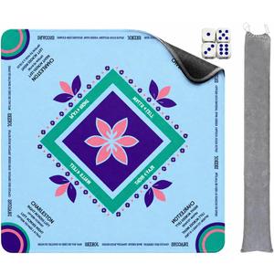 Mahjong Mat with Rules, 32.4x32.4 Inch Thick Odorless Rubber Mahjong Table Cover, Washable Waterproof Anti Slip Mat with Bag for Mahjong/Poker/Board Games/Card Games/Dominoes (Lotus Floral)