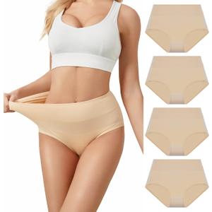 SERISIMPLE Viscose Bamboo Women Luxury Underwear Silky Comfy Ultra Soft Briefs Stretch High&Mid Waist Panties 4 pack (XL, High-Skin)