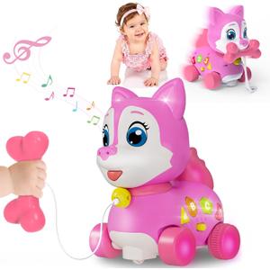 Musical Puppy Toy 6-12 Months,Baby Bilingual Toddler Learning for 1+ Year Old Girl Gift,Baby Crawling Toys,Infant Tummy Time Toy, 1st Birthday Gift Christmas for Newborn Girl Boy Age 1-2