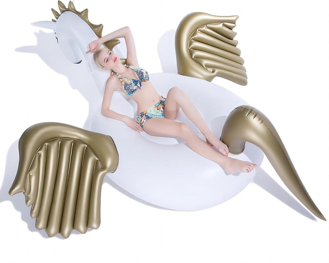 Jasonwell Giant Inflatable Pegasus Pool Float with Fast Valves Summer Beach Swimming Pool Floatie Lounge Floating Raft Outdoor Party Decorations Toys(XXXL)