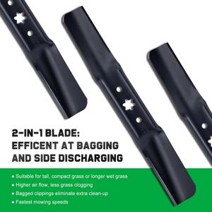 Grasscool ZT1 Blades for Cub Cadet Troy Bilt 942-05056A 942-05056 RZT L54 S54 Ultima ZT1-54 ZT2-54 XT1-54 XT2-54 54 inch Deck Lawn Tractor Riding Mower(High Lift), Pack Of 2