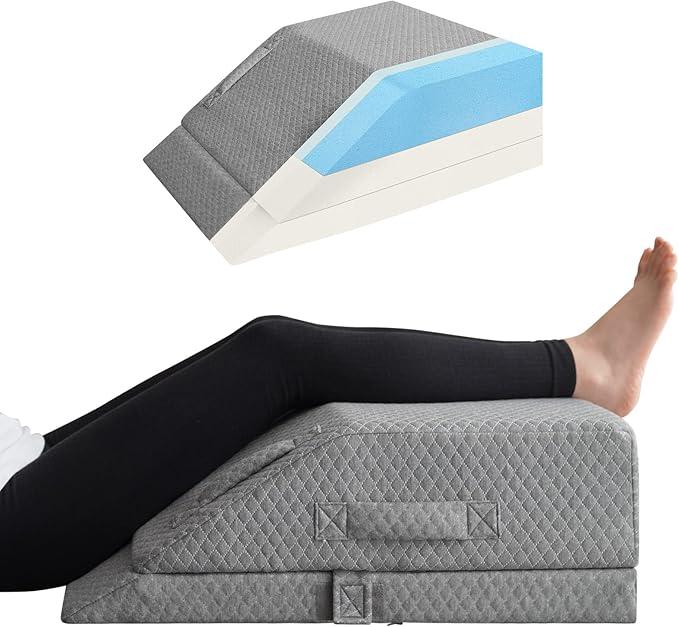 Adjustable Leg Elevation Pillows: Designed for post-surgery use, sleeping, and relief from sciatica, back, knee, hip, and ankle pain.