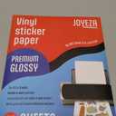 JOYEZA Premium Printable Vinyl Sticker Paper for Inkjet Printer - 25 Sheets Glossy White Waterproof, Dries Quickly Vivid Colors, Holds Ink Well - Inkjet & Laser Printer
