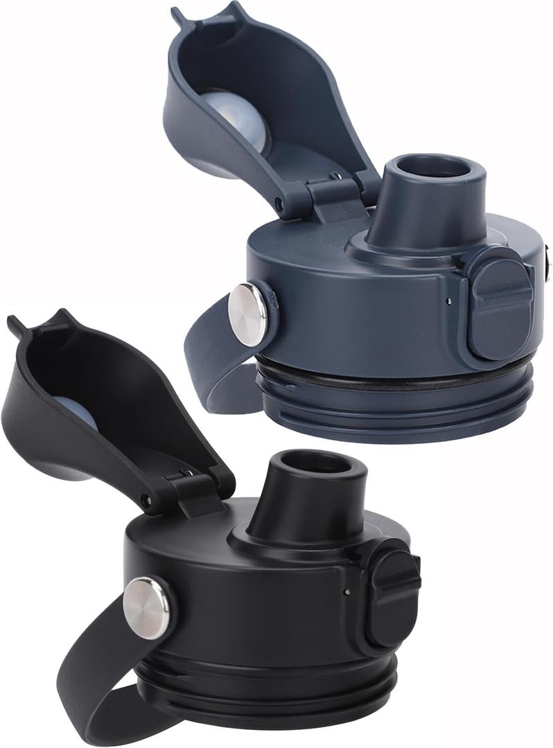 Auto Spout Lid for Yeti Rambler 12/18/26/36/46/64 Oz Chug Cap Replacement with Soft Handle for RTIC | Leakproof | BPA Free | Dishwasher Safe (Aotu Spout Lid, Black&Navy)