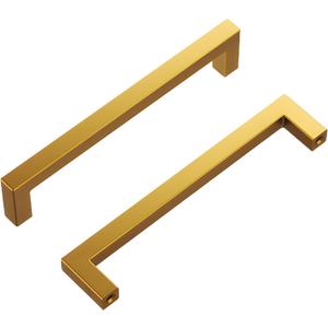 Hickory Hardware Solid Core Kitchen Cabinet Pulls, Luxury Cabinet Handles, Hardware for Doors & Dresser Drawers, 5-1/16 Inch (128mm) Hole Center, Brushed Golden Brass, Skylight Collection (Pack of 1)