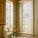 Finnez Window Privacy Film Rainbow Decorative Window Film, 3D Static Stained Glass Cling Tint for Home Heat Control Non-Adhesive, 29.5 x 157.4 inches