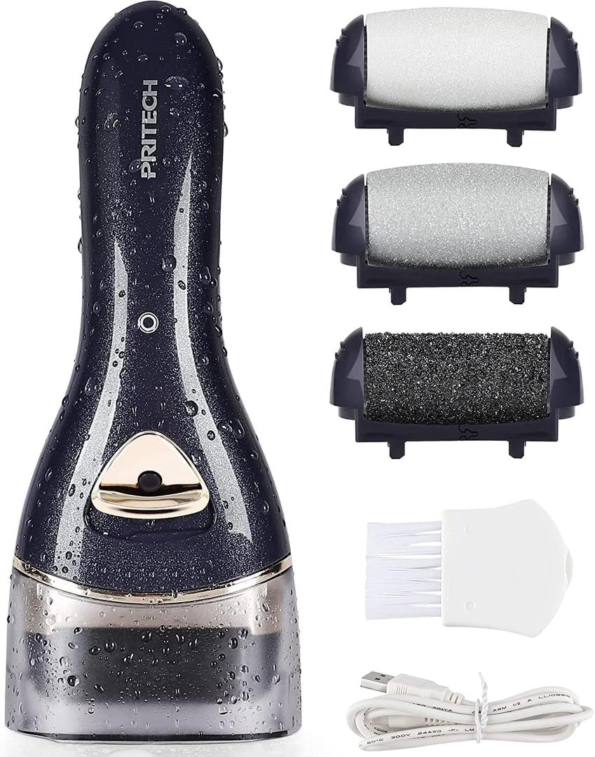 Electric Feet Callus Removers Rechargeable, Portable Electronic Foot File Pedicure Tools, Electric Callus Remover Kit, Professional Pedi Feet Care for Dead, Hard Cracked Dry Skin Ideal Gift (Black) (003-black)