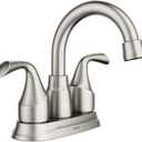 Moen Idora Spot Resist Brushed Nickel Two-Handle Centerset Bathroom Sink Faucet with Drain Assembly, 84115SRN