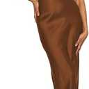 Realtix Elegant Satin Off The Shoulder Ruched Backless Maxi Dress for Women Strapless Tube Sleeveless Bridesmaid Dresses, S
