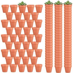 Hoolerry 120 Pcs (incomplete set) 3 Inch Terracotta Pots Mini Clay Flower Pots with Drainage Hole, Succulent Planters for Indoor Outdoor Plants DIY Crafts Home Garden, Small