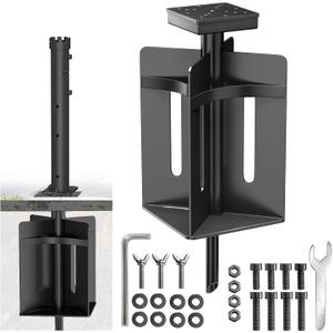 In-ground Umbrella Base with Umbrella Stand Tube Hanging Parasol Stand Holder Stainless Steels Outdoor Umbrella Base, Black