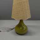 Green Cute Small Boho Table Lamp for Bedroom Bedside, Green Bedroom Lamps for Nightstand, Small Scalloped Rattan Shade Table Lamps for Small Spaces for Bedroom, Home Office, Living Room, Kids Dorm