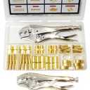 Hose Repair and Assembly Kits, 1/4" ID Torch Hose Repair Parts Kit, Oxygen Acetylene Welding Hose 'B' Size Fittings with Crimper, Welding Hose Repair and Installation Kit