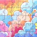 7X5FT Colorful Picture Puzzle Backdrop for Photography Clouds Flower Puzzle Baby Shower Birthday Party Wedding Background 213012