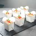 Restaurantware Chinese Take Out Boxes 25 Pack of 8 oz Grease-resistant Party Take Out Food Containers Disposable Stackable Asian Square White Paper To Go Boxes For Restaurants
