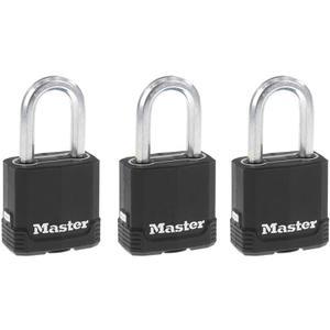 Master Lock Black Magnum Keyed-Alike Padlocks with All-Weather Cover, Outdoor Lock for Fence or Gate with a 1-7/8 Inch Lock Body and 1-1/2 Inch Shackle, 3-Pack