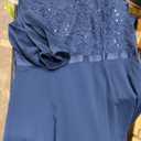 Wedtrend Women's Sequin Dresses Sparkly Glitter Dress Split Sleeves Formal Dresses Maxi Evening Dress (Navy, XL)