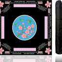 American Mahjong Mat with Rules Printed (33x33, 2.5mm Thick, Hummingbird Black) Mahjong Mat for Table w/Bag, Crease-Proof Waterproof Non-Slip, Soft Mahjong Table Mat, Noise Reduction