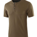 Men Short Sleeve Henley T Shirt Casual Fit with Button Shirt, XXL