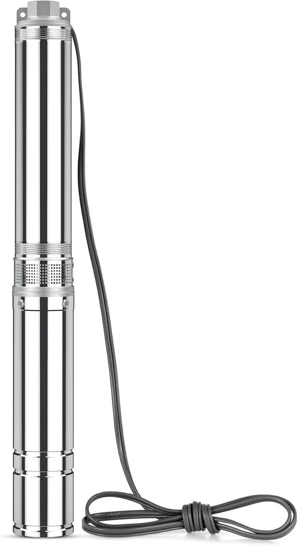 PUMPMAN 1.5 HP Deep Well Submersible Pump, 110V, 26.4 GPM Flow, 315 Ft Head, 4'' Stainless Steel Water Pump, Deep Well Water Pump for Industrial, Irrigation&Home Use, IP68 Waterproof Grade