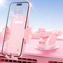 VICSEED Pink Phone Holder for Your Car [Sturdy & Durable] [Powerful Suction] Dashboard Windshield Air Vent Car Phone Holder Hands Free Phone Mount for Car for iPhone Android, Pink Car Accessories