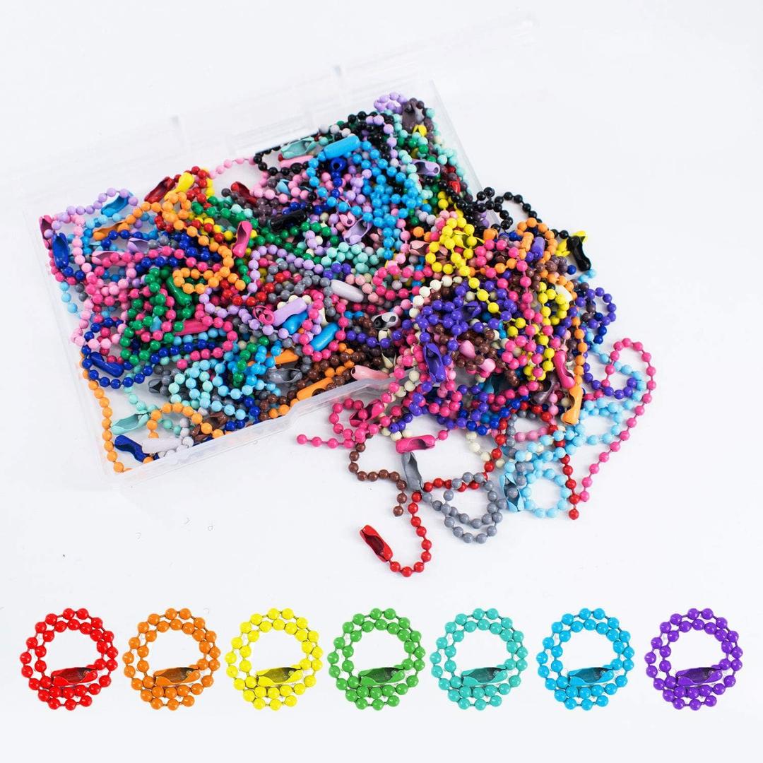 Ball Bead Chain 1.5mm Diameter 120mm Long Mixed Color Metal Adjustable Antiqued Ball Chain with Bead Connector Clasp for DIY Tags, Jewelry Findings, Craft Projects,ID Chain Key chain