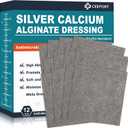 2 "x 2" Ag Silver Calcium Alginate Wound Dressing Pads, 12 Individual Pack Highly Absorbent Painless Removal Dressing, Soft Silver Dressings for Wound Care, Non-Stick Gauze Pads for Wounds, Expiry: 03/2027
