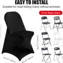Stretch Spandex Chair Covers - Black 50 PCS, Folding Kitchen Chairs Cover, Universal Washable Slipcovers Protector, Removable Chair Seat Covers, for Wedding Party Dining Room Banquet Event