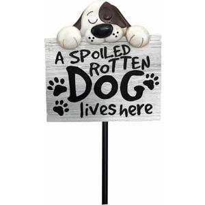Spoontiques - Spoiled Rotten Dog Garden Stake - Garden Dcor - Decorative Stake for Lawn and Yard - Multicolored