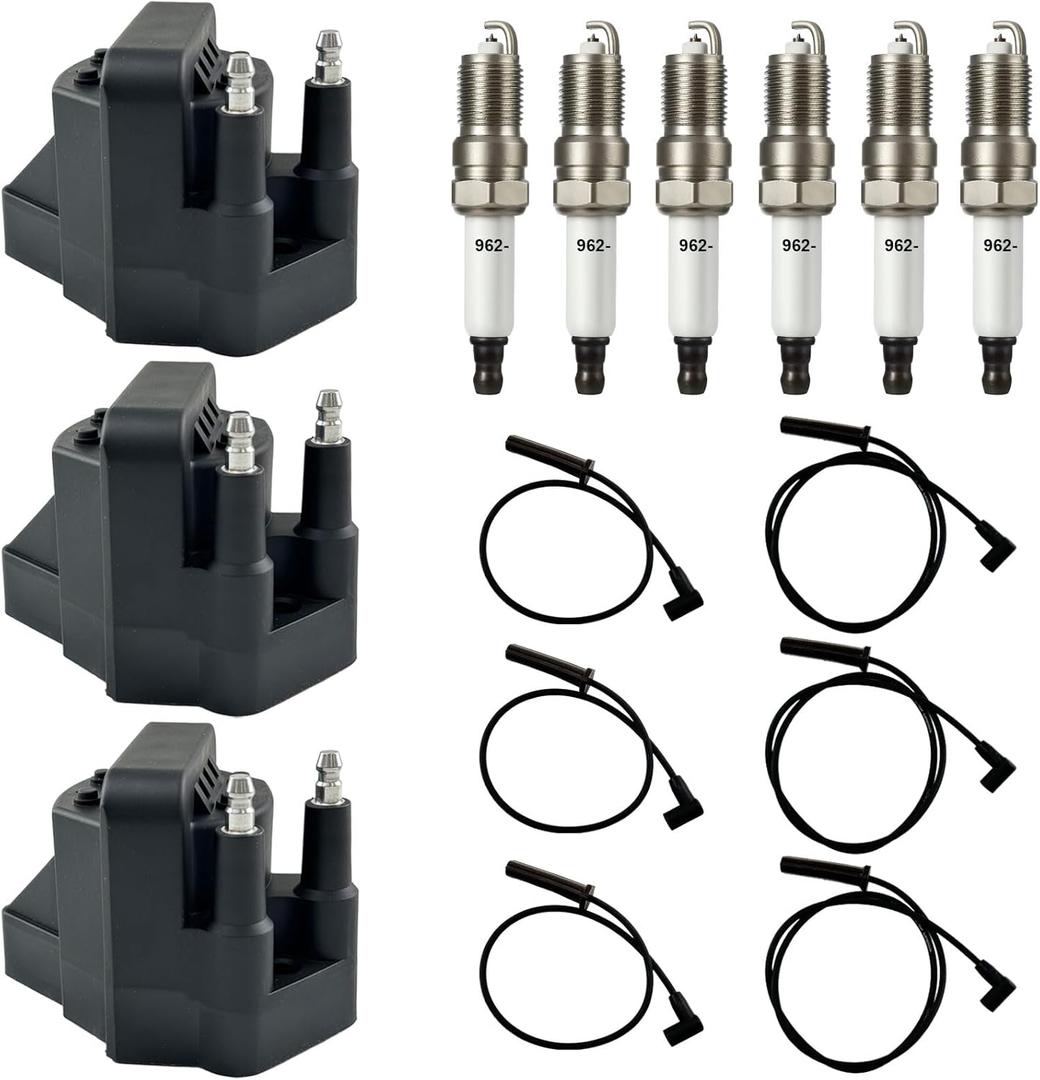 Set of DR39 Ignition Coil with Iridium Spark Plug and Wire set, Compatible with Buick Allure Lesabre LaCrosse Chevrolet Monte Carlo Lumina Oldsmobile Intrigue Pontiac Replace for D555 GN0123