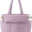 LOVEVOOK Laptop Bag for Women Puffer Work Tote Bags Lightweight Large Computer Bag Purse for Teacher Nurse Travel Daily (15.6 INCH, Purple)