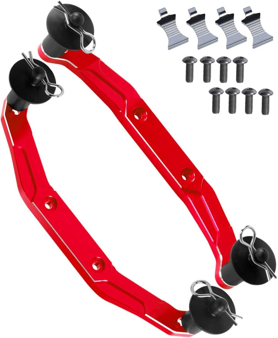 RC Body Mount Upgrades Part for 1/10 Slash 4x4 VXL,Aluminum Front & Rear Body Mounts with Body Posts Hops Up,Red