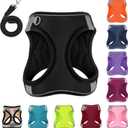Dog Harness with Leash Set, No-Pull Step-in Reflective Pet Harness with 1 Leash Clips, Adjustable Soft Padded Easy Walk Dog Vest for Small Medium Large Dogs, Cats(Carbon Black, Large)