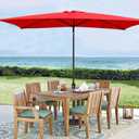 Blissun Rectangular Patio Umbrella, Table Market Umbrella with Tilt and Crank, Outdoor Umbrella for Garden, Deck, Backyard, Pool and Beach