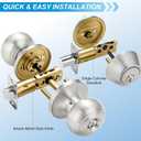 Plustool 5 Pack Entry Door Lock and Single Cylinder Deadbolt Combo Set, Keyed Alike Satin Nickel Exterior Door Knobs with Lock&Keys, Round Ball Door Locksets with Deadbolt for Entrance and Front Door