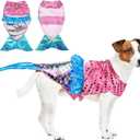 Mermaid Dog Costume - Funny Shiny Halloween Mermaid Costume for Small to Medium Dogs Puppy, Pet Cat Cosplay Outfit Apparel for Christmas Birthday Parties Photo Props
