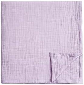 Meracorallo Muslin Swaddle Blanket, 100% Cotton Receiving Blanket Soft and Breathable Swaddle Wrap for Baby Boys and Girls, Lavender 40"L x 43.3"W