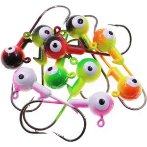 Fishing Lures Jig Heads,Ball Heads 1/32oz-1oz,Sharp Fishing Hooks for Freshwater or Saltwater (Assorted(two-tone))