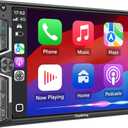 SjoyBring 7" QLED Double Din Car Stereo - Wireless Apple CarPlay & Android Auto, 240W 4.2CHN, SWC, Bluetooth, FM/AM Car Radio, 2 Subwoofers Outputs, Backup Camera