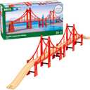 BRIO World Double Suspension Bridge - FSC-Certified Longest Wooden Train Track Bridge - Compatible with All BRIO Railway Sets - 5-Piece Set of 2 Bridges & 3 Tracks - Creative Fun for Kids Ages 3 & Up