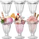ZENFUN 6 Pack Glass Tulip Sundae Cups, 7 Fl Oz Clear Milkshakes Footed Ice Cream Cups Dessert Bowls Set for Sherbet Trifle, Fruit, Salad, Snack, Cocktail