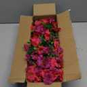 Dolicer 2 Packs Look Real Artificial Flowers for Outdoors, Fake Artificial Hanging Flowers for Outdoors Realistic UV Resistant Faux Hanging Flowers Silk Petunia for Porch Patio (Fuchsia+Rose Red)
