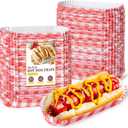 300 Pcs Paper Hot Dog Trays, Small Disposable Hot Dog Boats Fluted to Go Food Holders for Concession Stand, Party, Food Truck (Red)